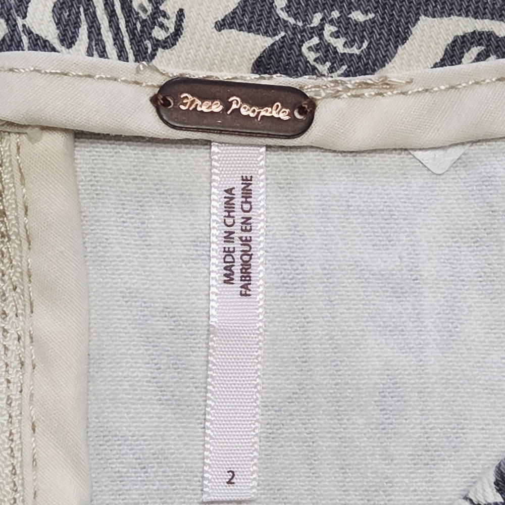 Free People Modern Femme Novelty Denim Mini Skirt Neutral Print Size 2 - Picture 6 of 7